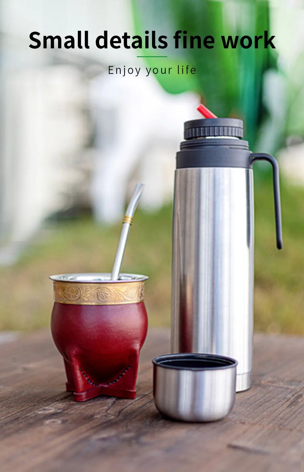 1000ml yerba Companion Cup thermos flask Stainless steel vacuum insulated thermos flask with folding suction nozzle