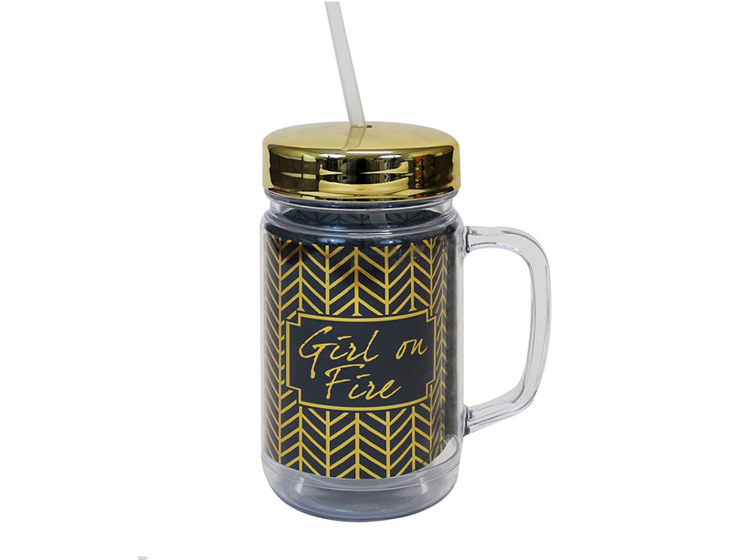 16oz Plastic Mason Jar with Handle