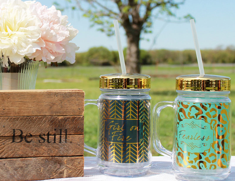 16oz Plastic Mason Jar with Handle