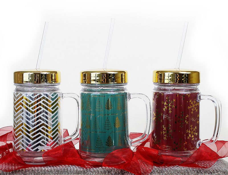 16oz Plastic Mason Jar with Handle
