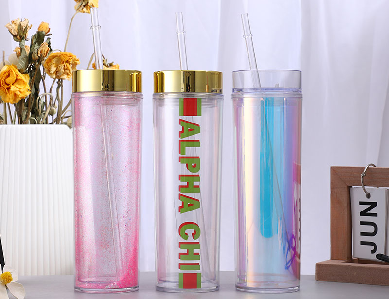 Acrylic Skinny Tumbler with Sequin