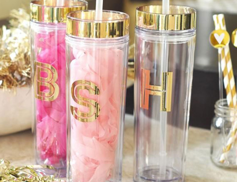 Gold Lid Acrylic Skinny Tumbler