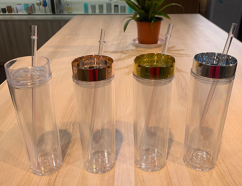 Gold Lid Acrylic Skinny Tumbler