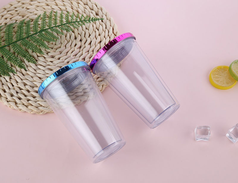Plastic Straw Tumbler with Colorful Lid