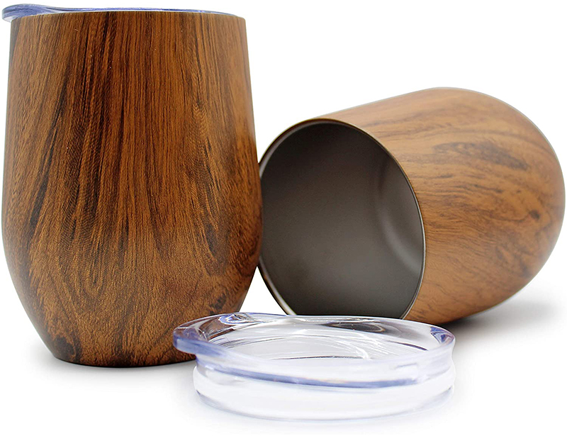 12oz Double wall stainless steel stemless wine tumbler with lid