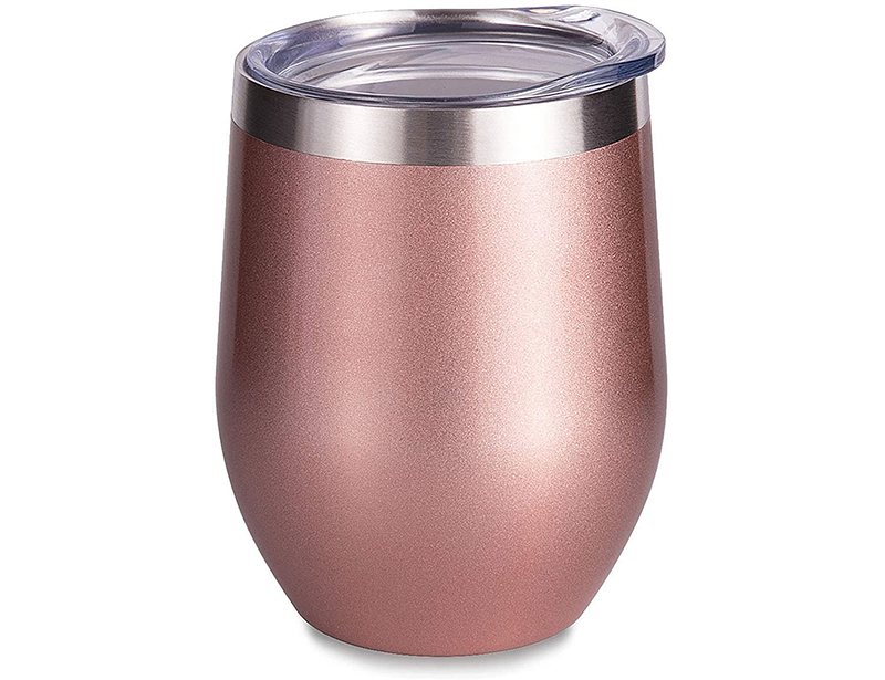 12oz Double wall stainless steel stemless wine tumbler with lid