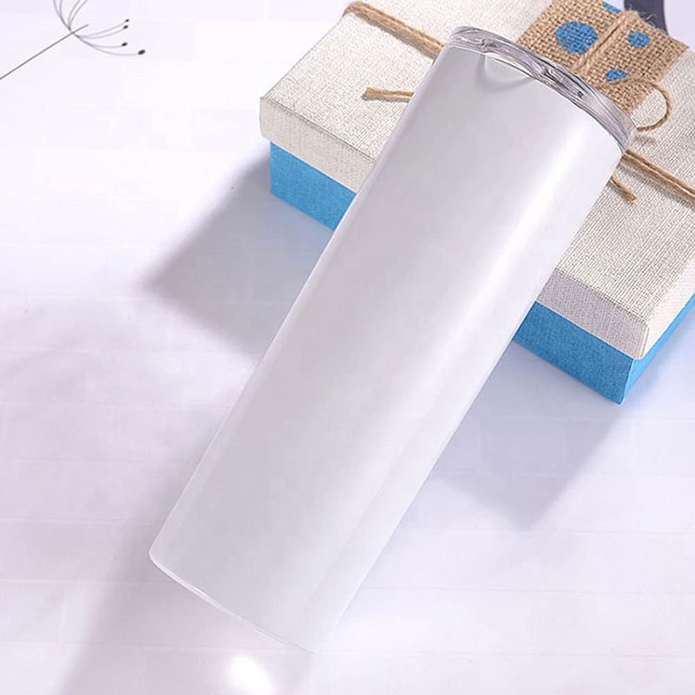 20oz Sublimation Blank White Skinny Tumbler Stainless Steel Insulated Water Bottle Double Wall Vacuum Travel Cup With Sealed Lid and Straw