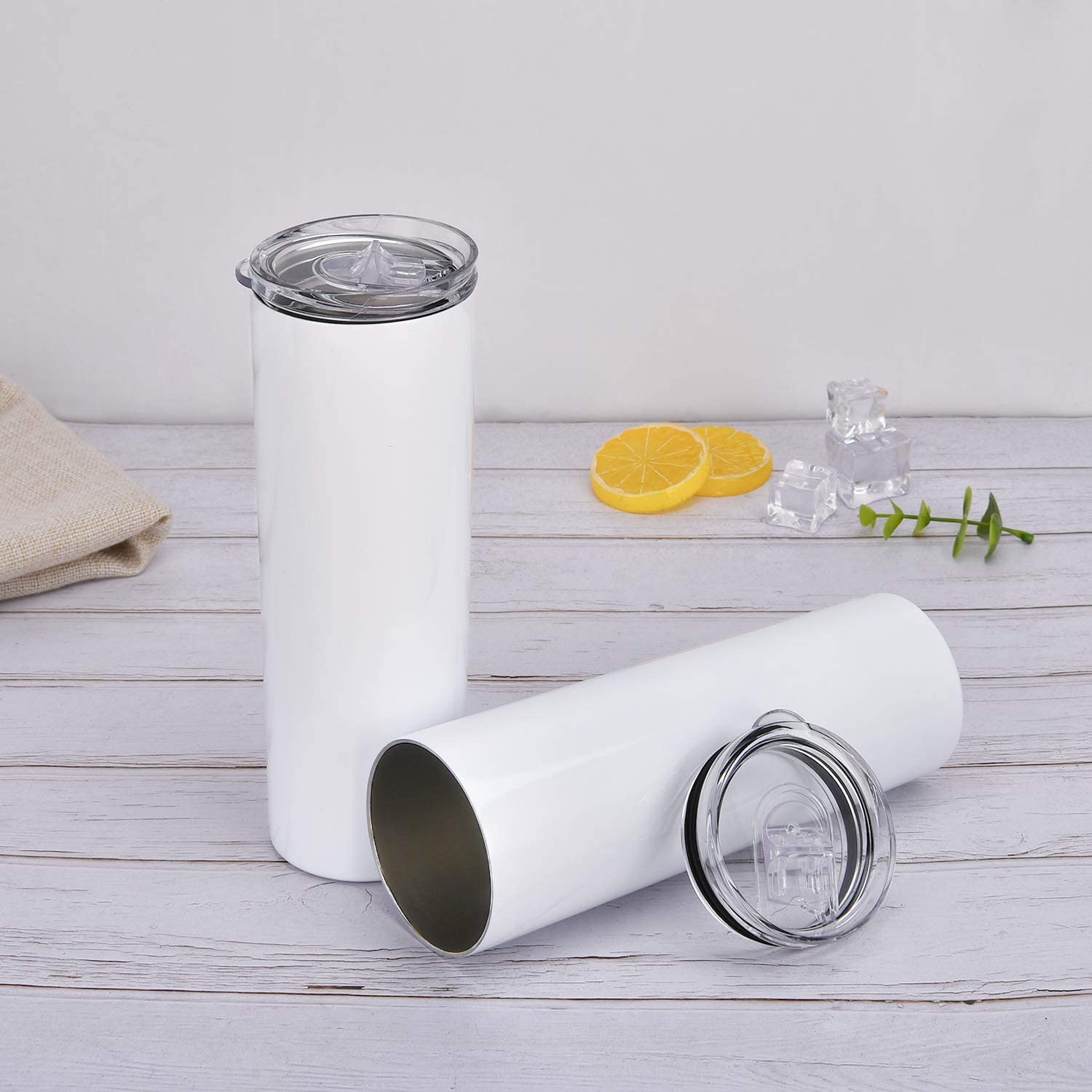 20 Oz Stainless Steel Skinny Tumbler, 4 Pack Double Wall Insulated Tumblers with Lids and Straws, Insulated Travel Water Tumbler Cup, Slim Vacuum Tumbler