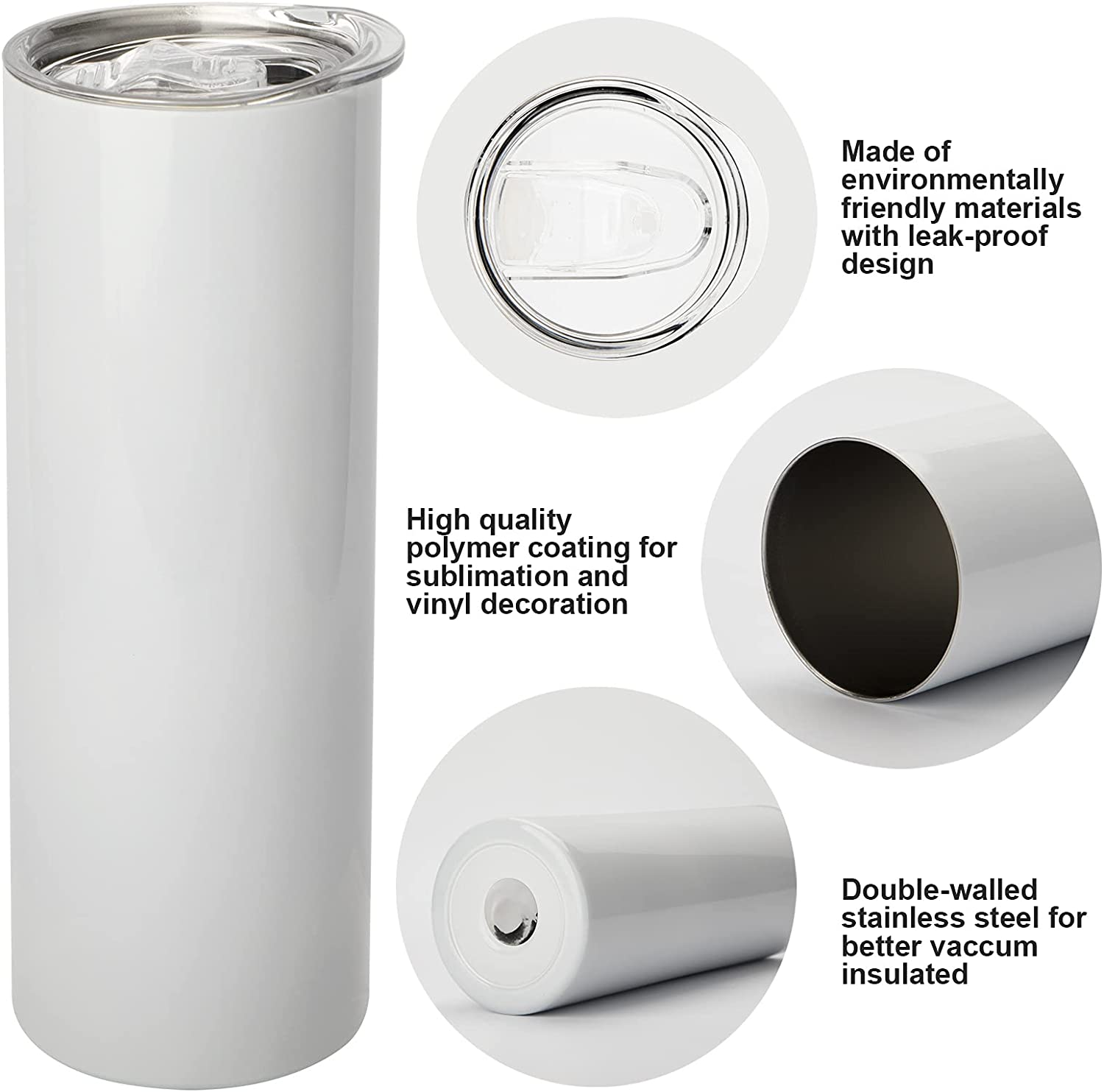 4 Pack Sublimation Tumblers 20 Oz Skinny for Cricut Mug Press, iSTOYO Blank Straight Skinny Sublimation Tumbler with Leak-Proof Lids Double-Walled Stainless Steel Insulated