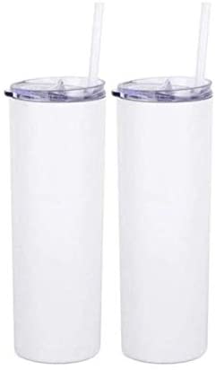 4 Pack Sublimation Tumblers 20 Oz Skinny for Cricut Mug Press, iSTOYO Blank Straight Skinny Sublimation Tumbler with Leak-Proof Lids Double-Walled Stainless Steel Insulated