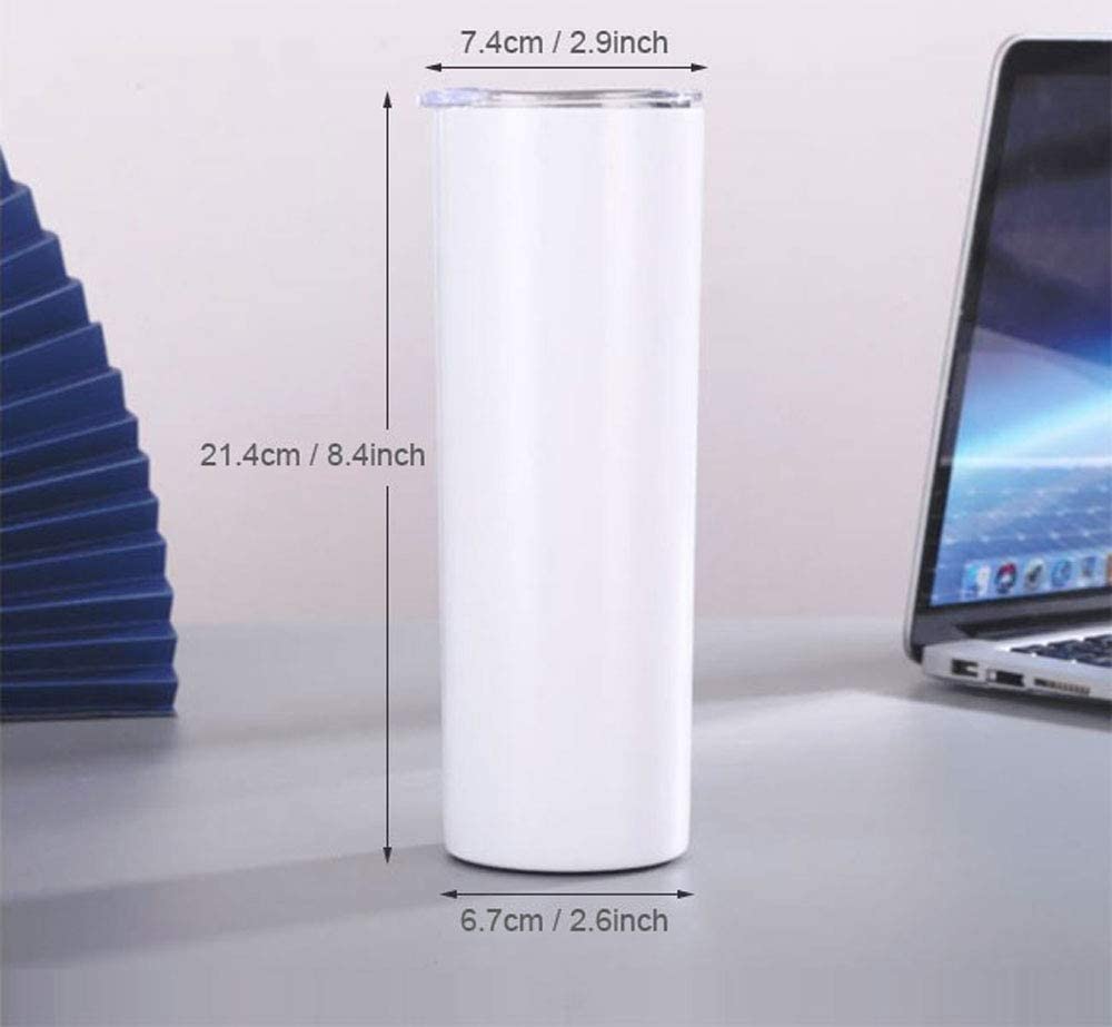 4 Pack Sublimation Tumblers 20 Oz Skinny for Cricut Mug Press, iSTOYO Blank Straight Skinny Sublimation Tumbler with Leak-Proof Lids Double-Walled Stainless Steel Insulated