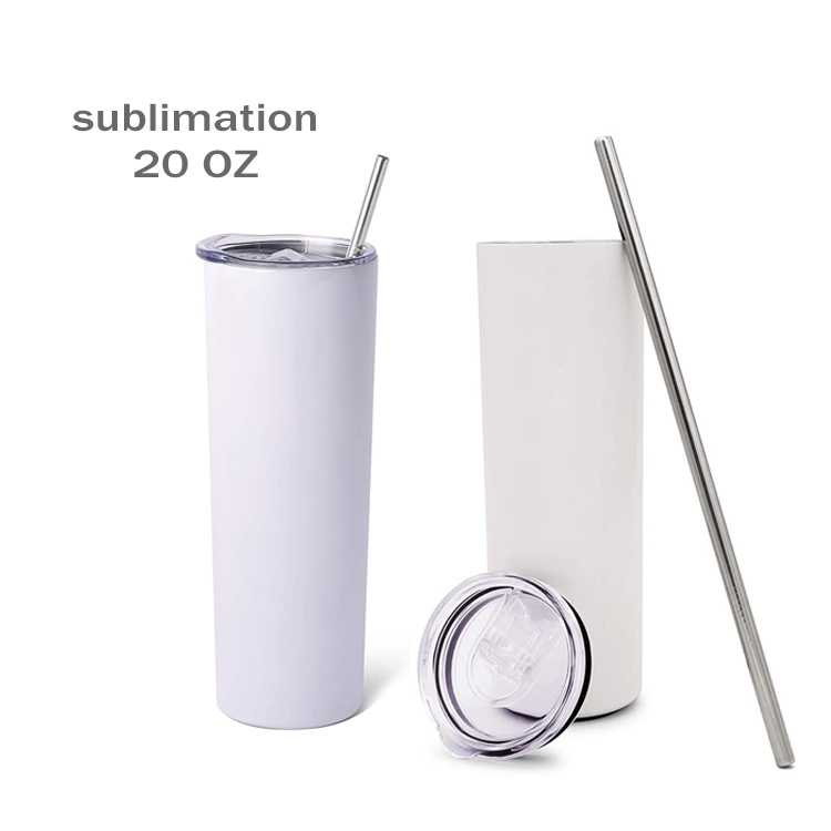 4 Pack Sublimation Tumblers 20 Oz Skinny for Cricut Mug Press, iSTOYO Blank Straight Skinny Sublimation Tumbler with Leak-Proof Lids Double-Walled Stainless Steel Insulated