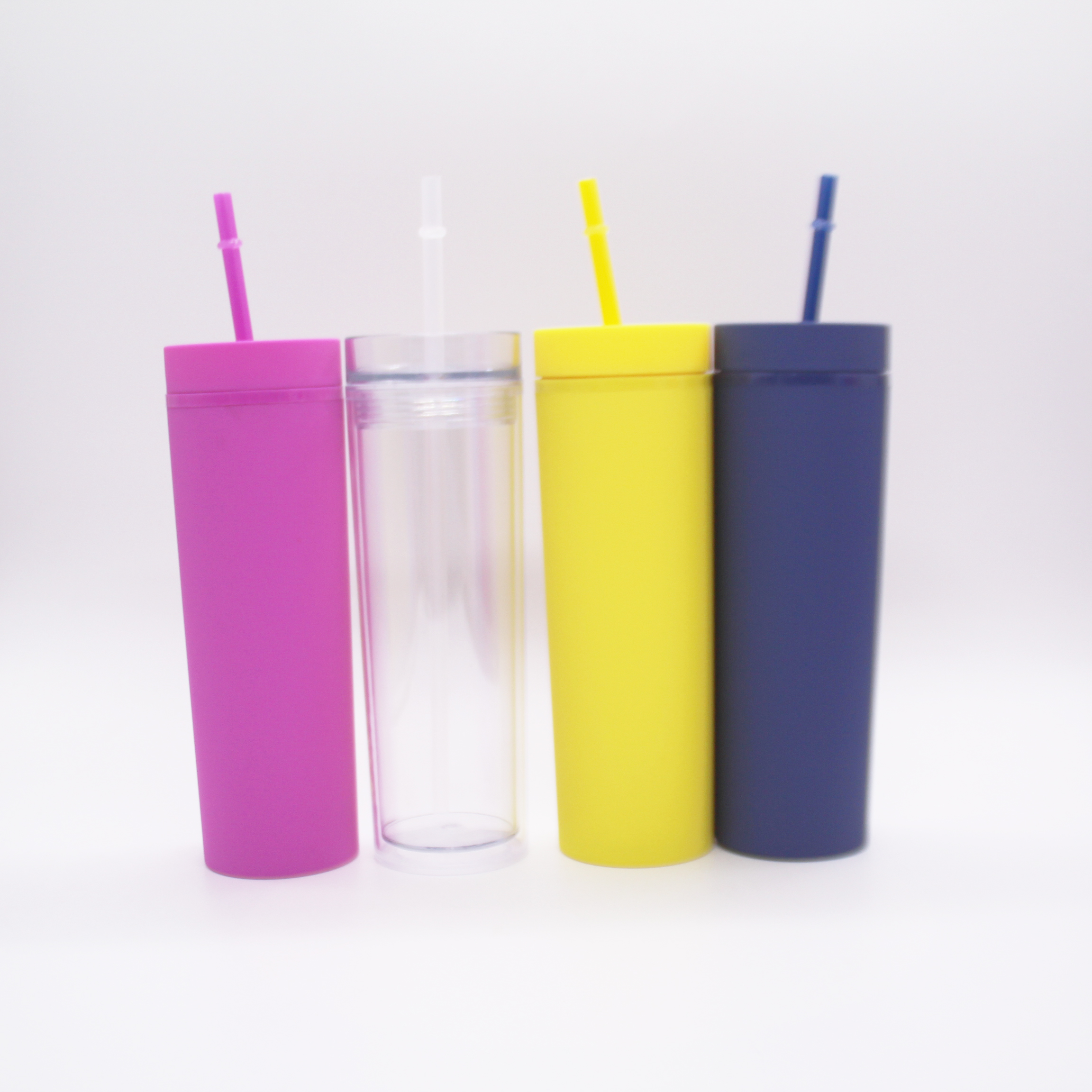 Personalized SKINNY TUMBLERS Matte Pastel Colored Acrylic Tumblers 16oz Double Wall Plastic Tumblers With Straw travel mug