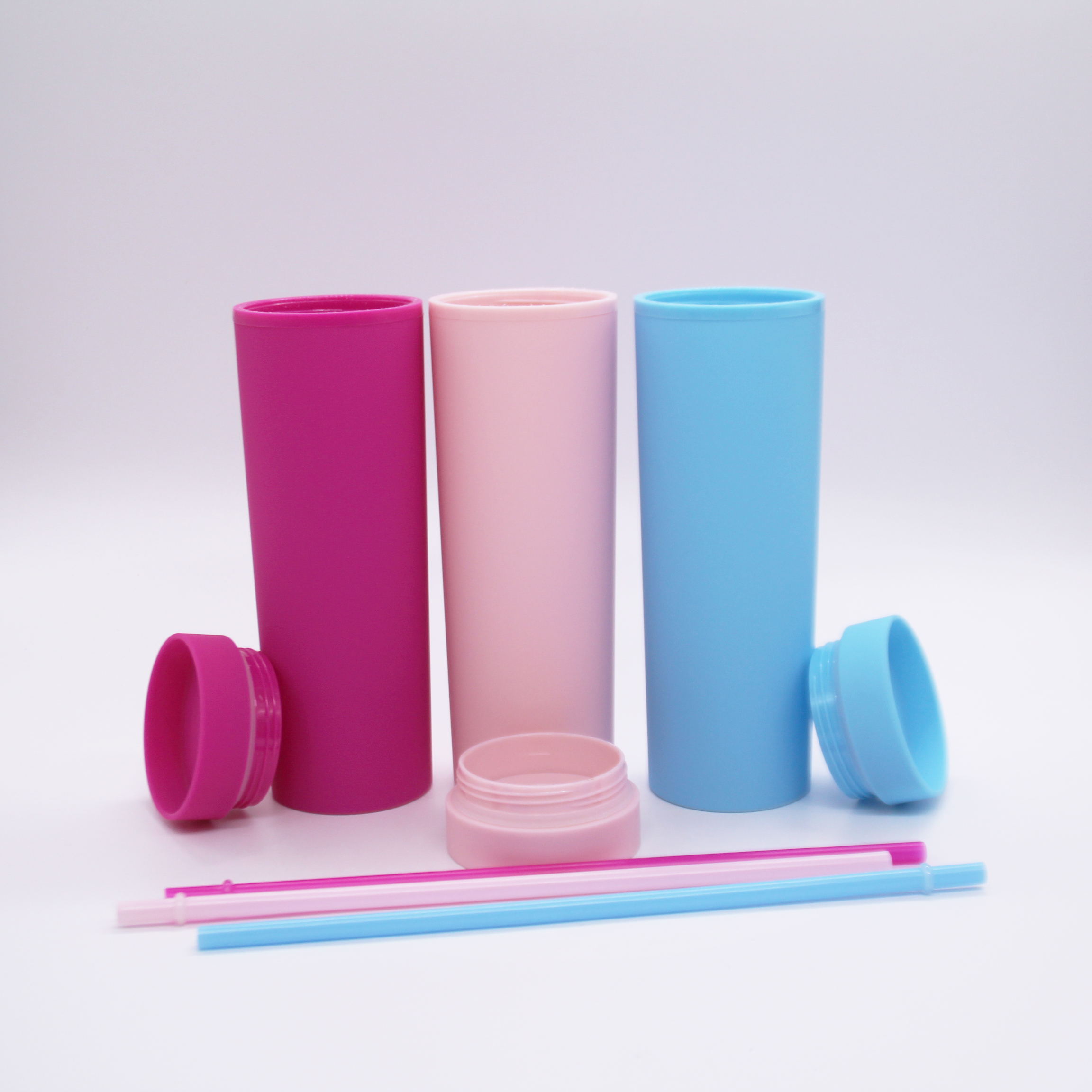 Personalized SKINNY TUMBLERS Matte Pastel Colored Acrylic Tumblers 16oz Double Wall Plastic Tumblers With Straw travel mug