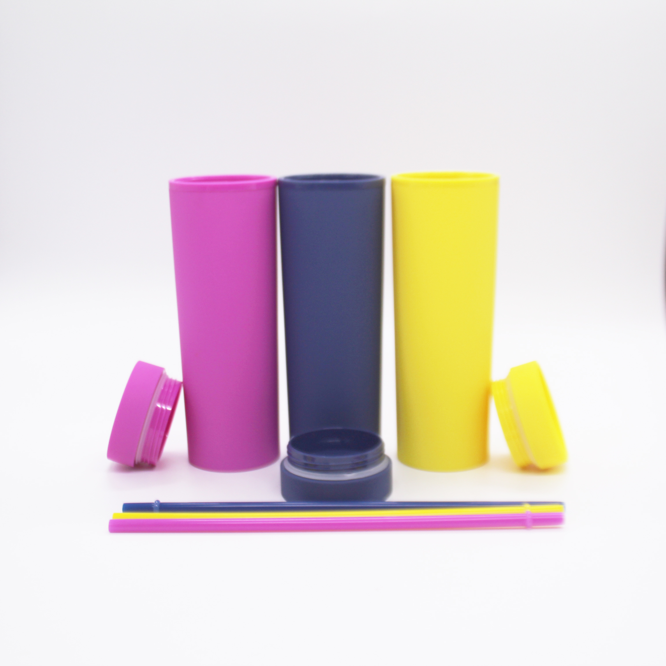 Personalized SKINNY TUMBLERS Matte Pastel Colored Acrylic Tumblers 16oz Double Wall Plastic Tumblers With Straw travel mug