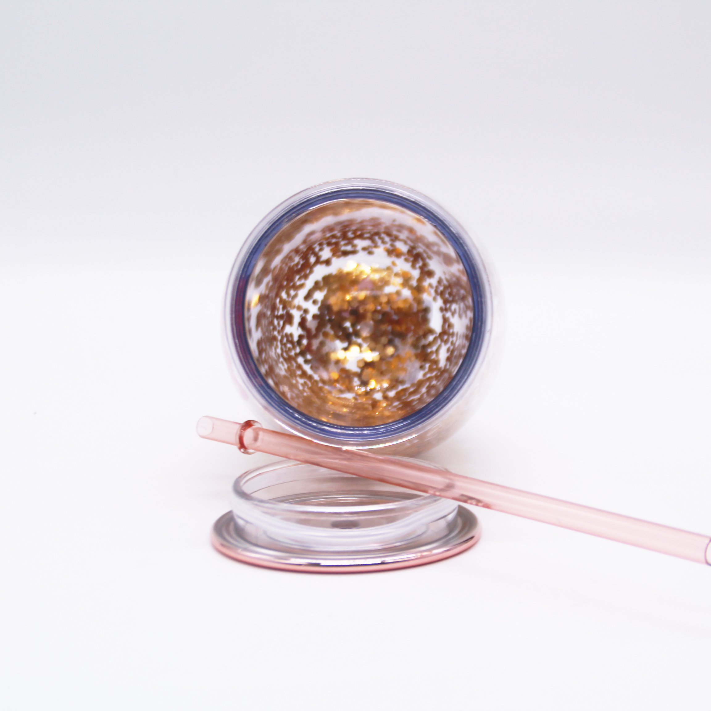 12oz Double Wall Acrylic Wine Tumbler with Colorful Sequins Straw and Lid
