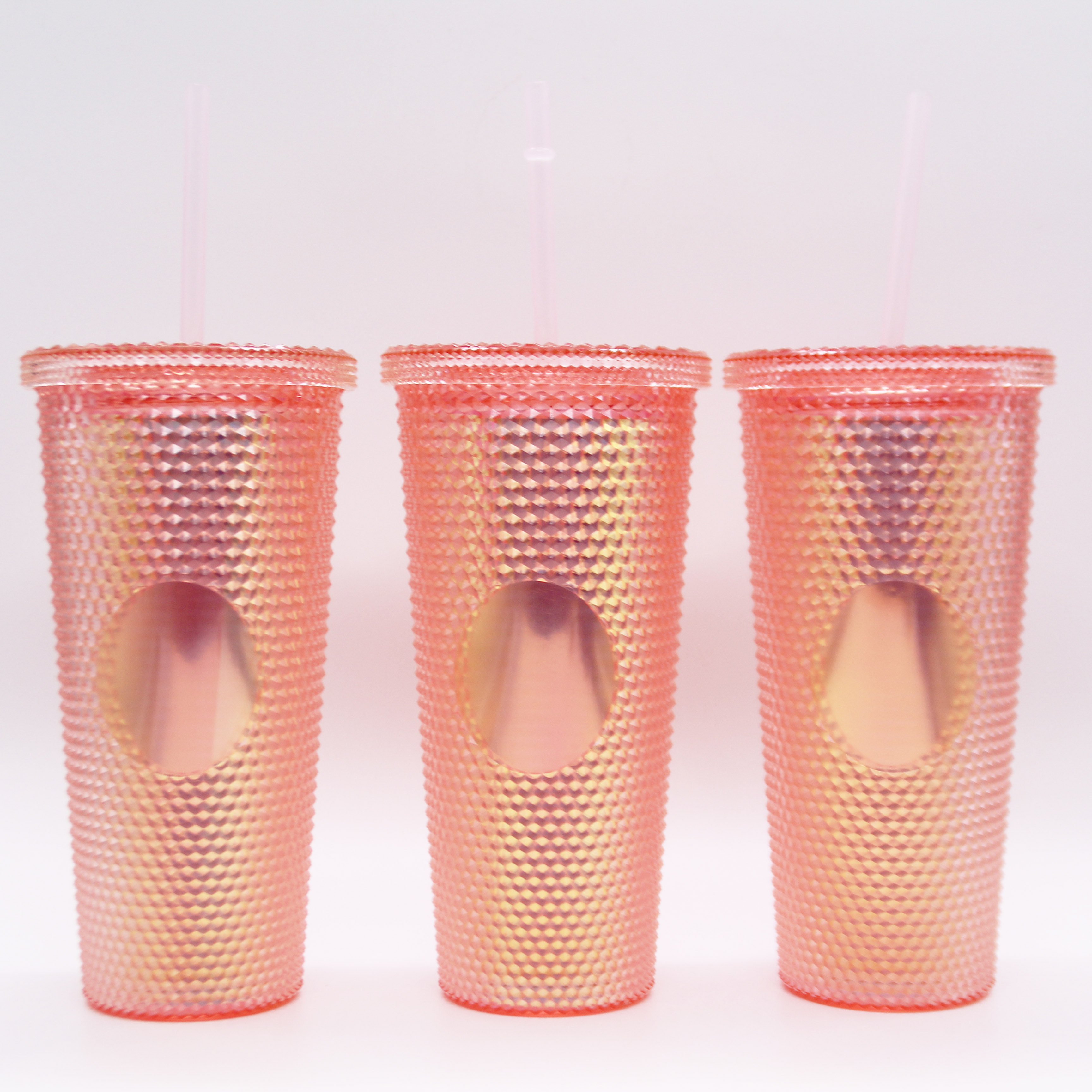 24oz New Design Double Wall Plastic Diamond Acrylic Straw Tumbler with lid