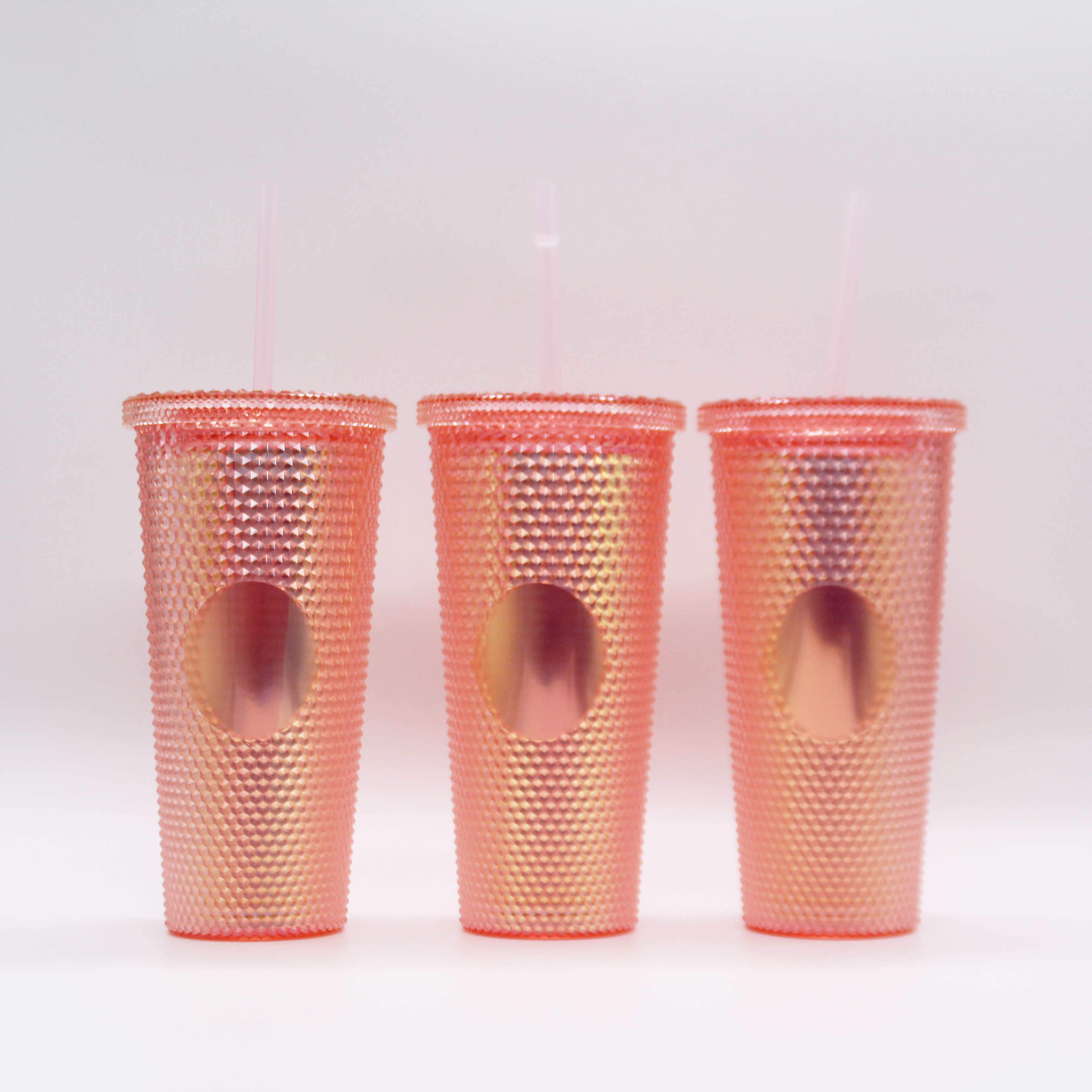 24oz New Design Double Wall Plastic Diamond Acrylic Straw Tumbler with lid