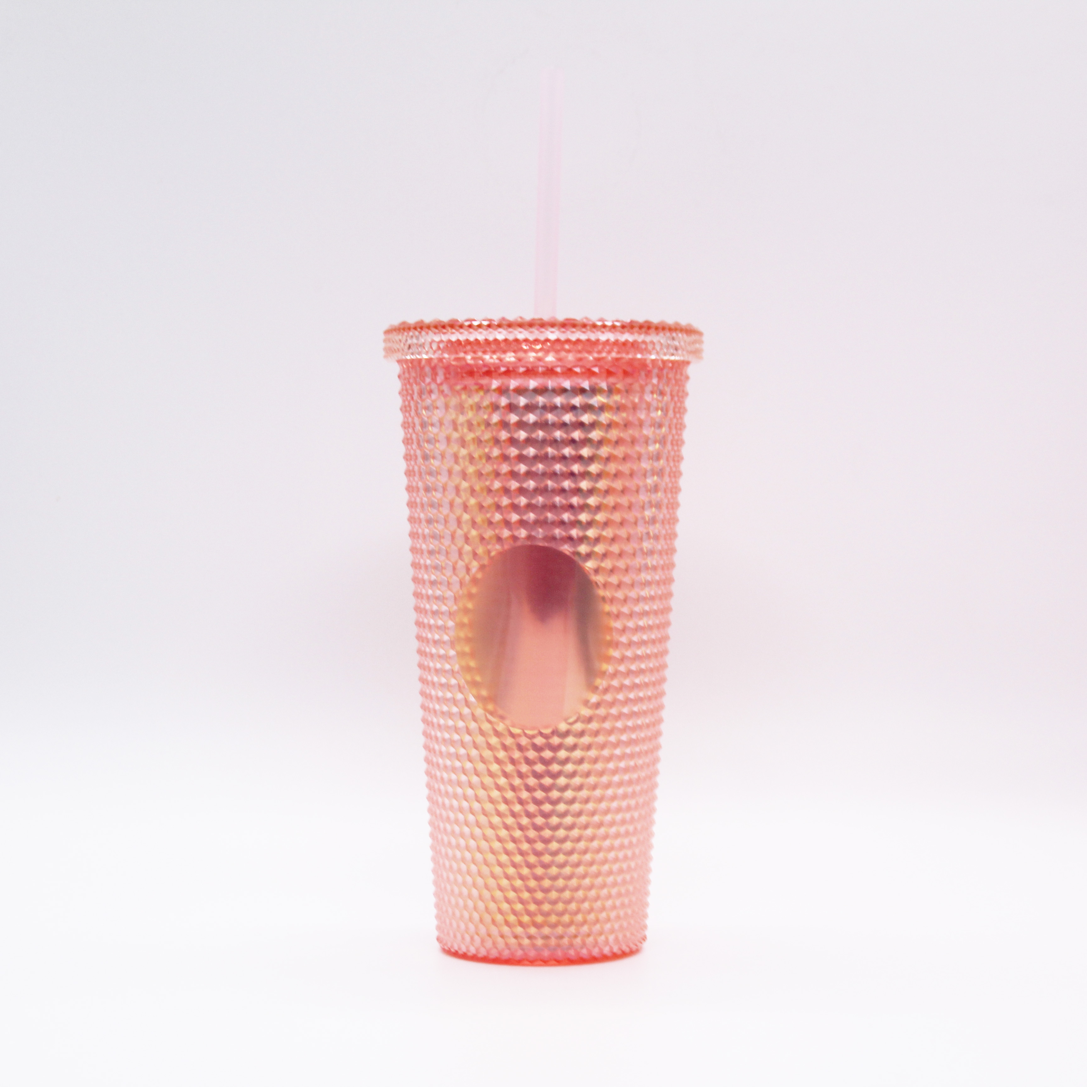 24oz New Design Double Wall Plastic Diamond Acrylic Straw Tumbler with lid