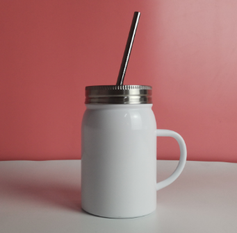 sublimation 17oz stainless steel mason jar with straw
