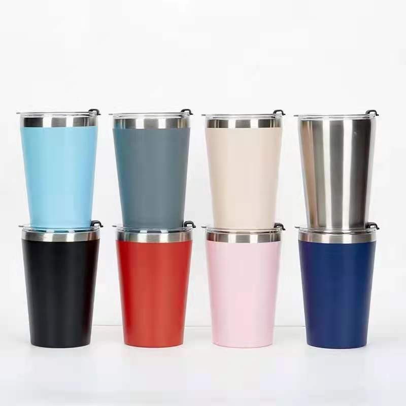 16oz double wall stainless steel Vacuum tumbler insulated bottle with straw lid