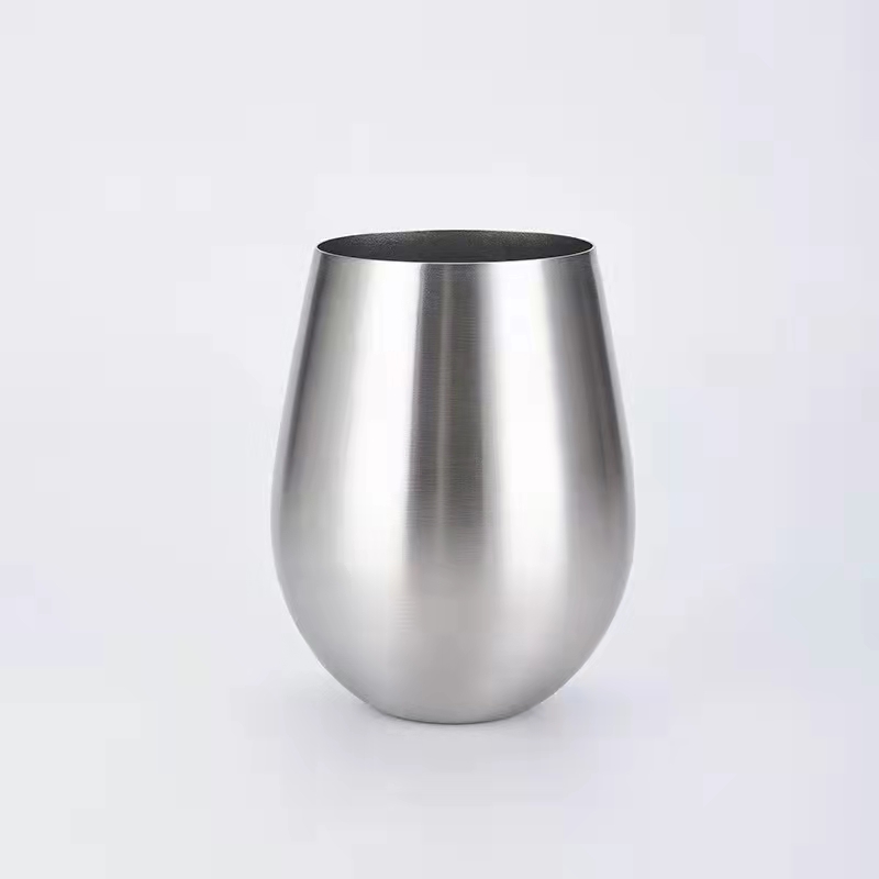 18oz stainless steel wine glass tumbler single wall stainless steel Stemless egg shaped beer cup