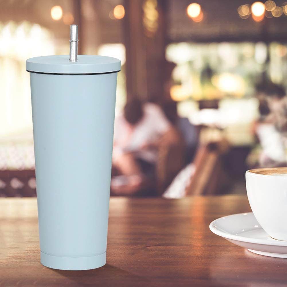 17 OZ Skinny Tumbler with Lid and Straw- Stainless Steel Pastel Colored Insulated Skinny Cups, Matte Vacuum Double Wall Water bottle With Straw Iced Coffee Travel Mug Cup