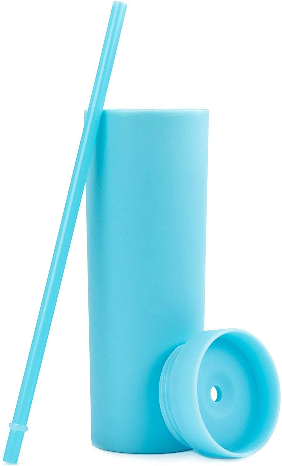 Matte Pastel Colored Acrylic Tumblers with Lids and Straws |16oz Double Wall Plastic Tumblers With Straw Cleaner INCLUDED! Reusable Cup With Straw