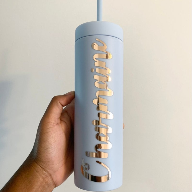 Matte Colored Acrylic Tumblers with Lids and Straws | Skinny, 16oz Double Wall Plastic Tumblers With FREE Straw Cleaner! Reusable Cup With Straw