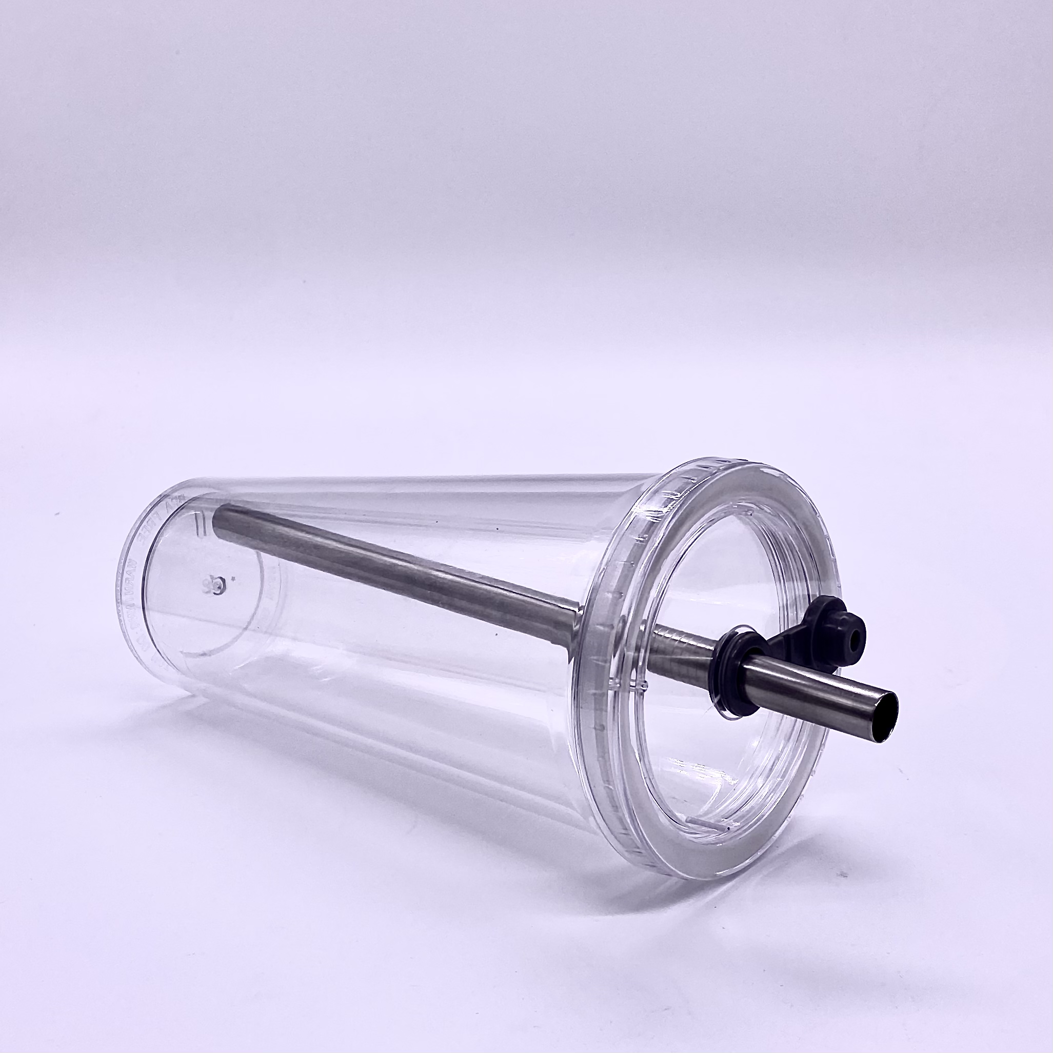 New Design 16oz Clear Acrylic Double Wall BPA Free Skinny Tumbler with Silicone Plug Plastic Tumbler with Straw and Lid