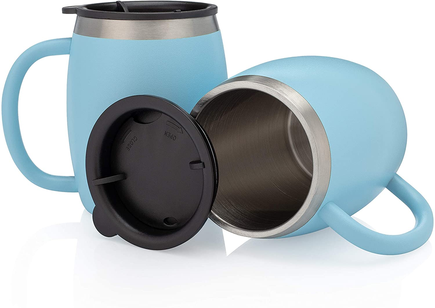 Stainless Steel Coffee Mugs with Lids 14 Oz Double Walled Insulated Coffee Beer Mugs