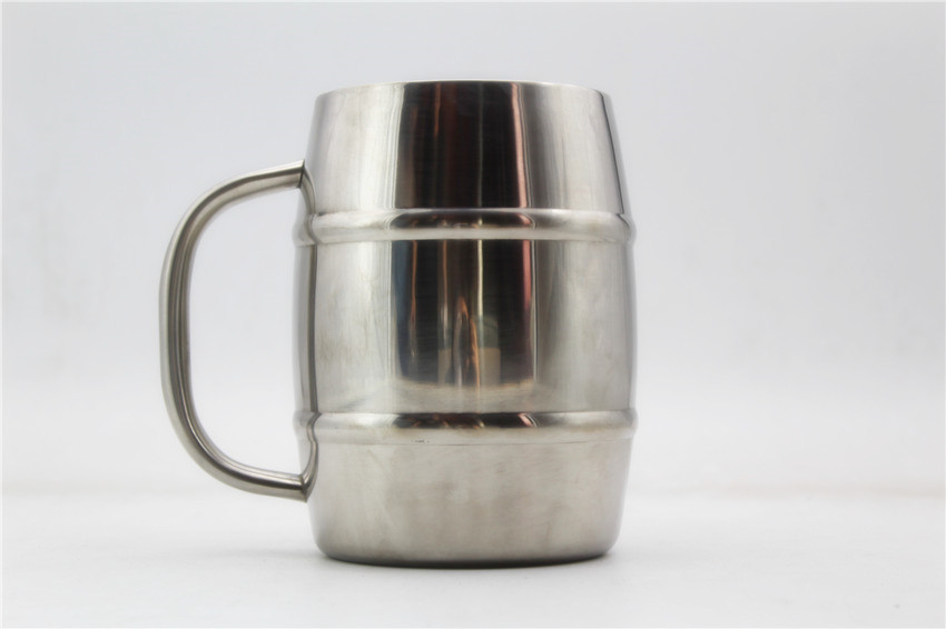 BARREL Double Wall Insulated Stainless Steel Beer mug,400ml Engravable coffee Mug