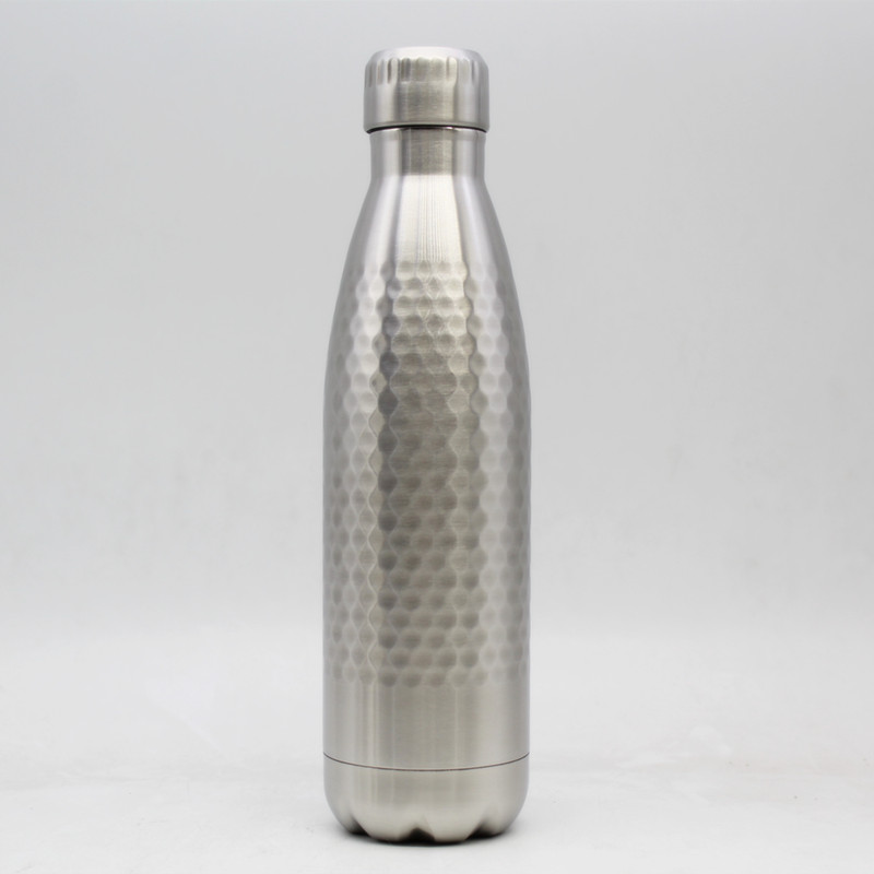 SS304 Approved Hammered stainless steel Water Bottle Cola Shaped 500ML High Vacuum Insulated Water Bottle