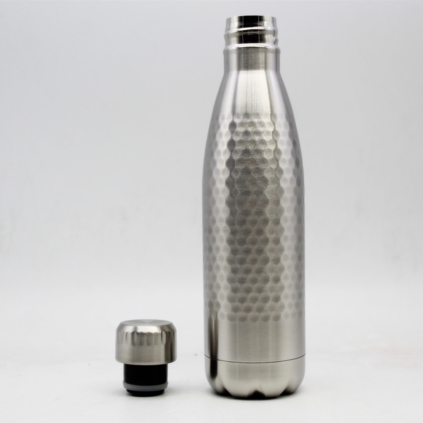 SS304 Approved Hammered stainless steel Water Bottle Cola Shaped 500ML High Vacuum Insulated Water Bottle