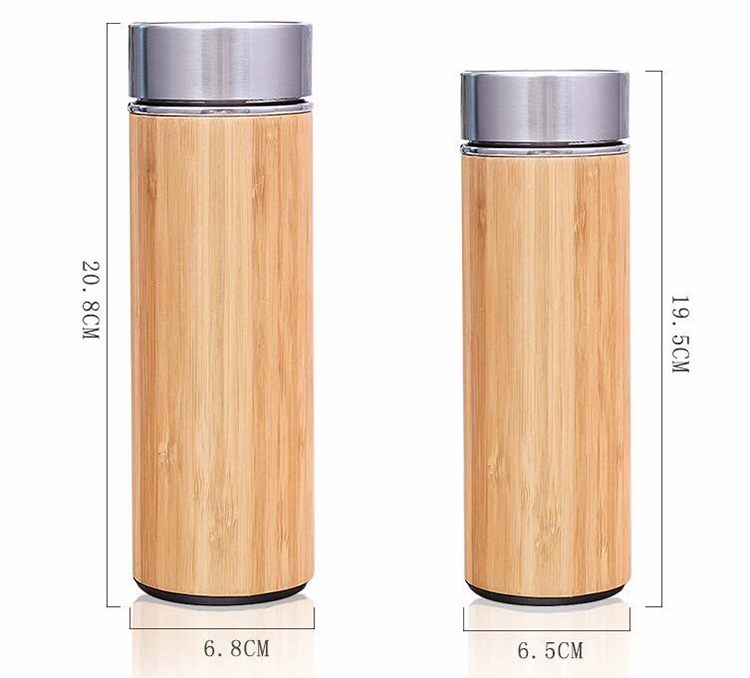Bamboo Coffee Mug Tea Tumbler with Tea Infuser & Mesh Filter– Stainless Steel Bamboo Coffee Tea Cup Mug: – Keeps Drinks Hot or Cold