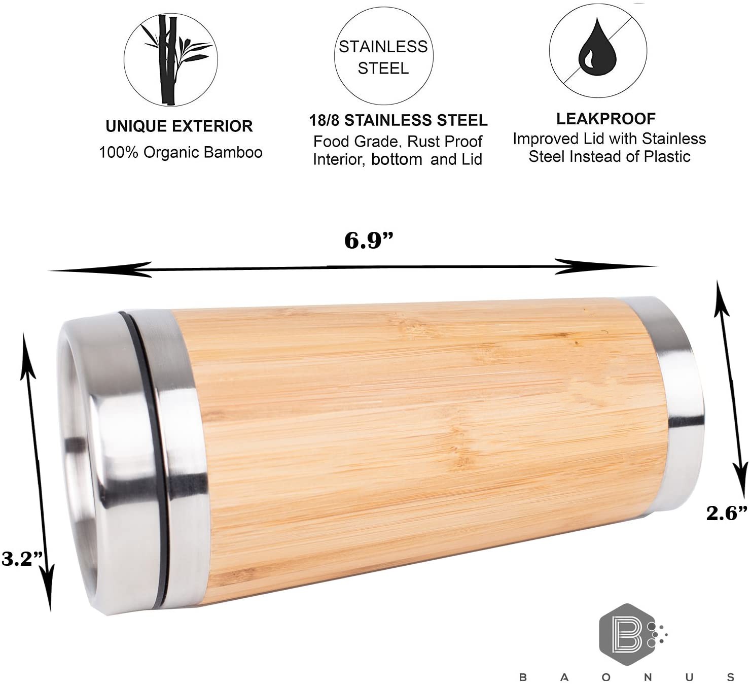 Original Bamboo Stainless Steel Bottle Coffee Mug Insulated Bamboo Travel Tumbler Eco-friendly Tea Cup flask 16oz