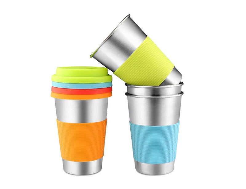 Stainless Steel Cups 16 oz 18/8 Stackable Durable Pint Cup Tumbler for Kids