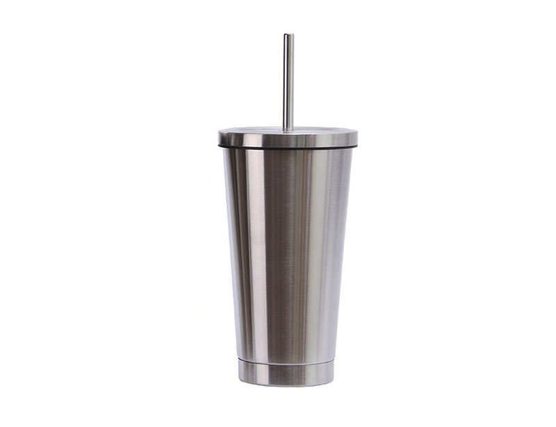 Custom double wall travel coffee water reusable drinking insulated stainless steel vacuum tumbler mug cup with metal straw