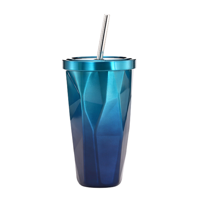 Insulated Double Wall Personalized Tumblers Cups Color Change Stainless Steel Coffee Tumbler With Straw