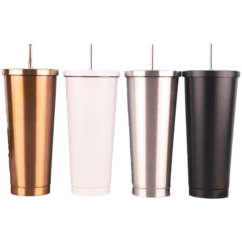 Custom Vacuum Sealed Double Wall Coffee Cup Stainless Steel Vacuum Insulated Tumbler with Lid & Straw
