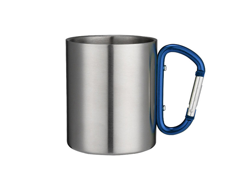 200ml 300ml outdoor camping travel portable stainless steel coffee cup double walled carabiner mug with handle