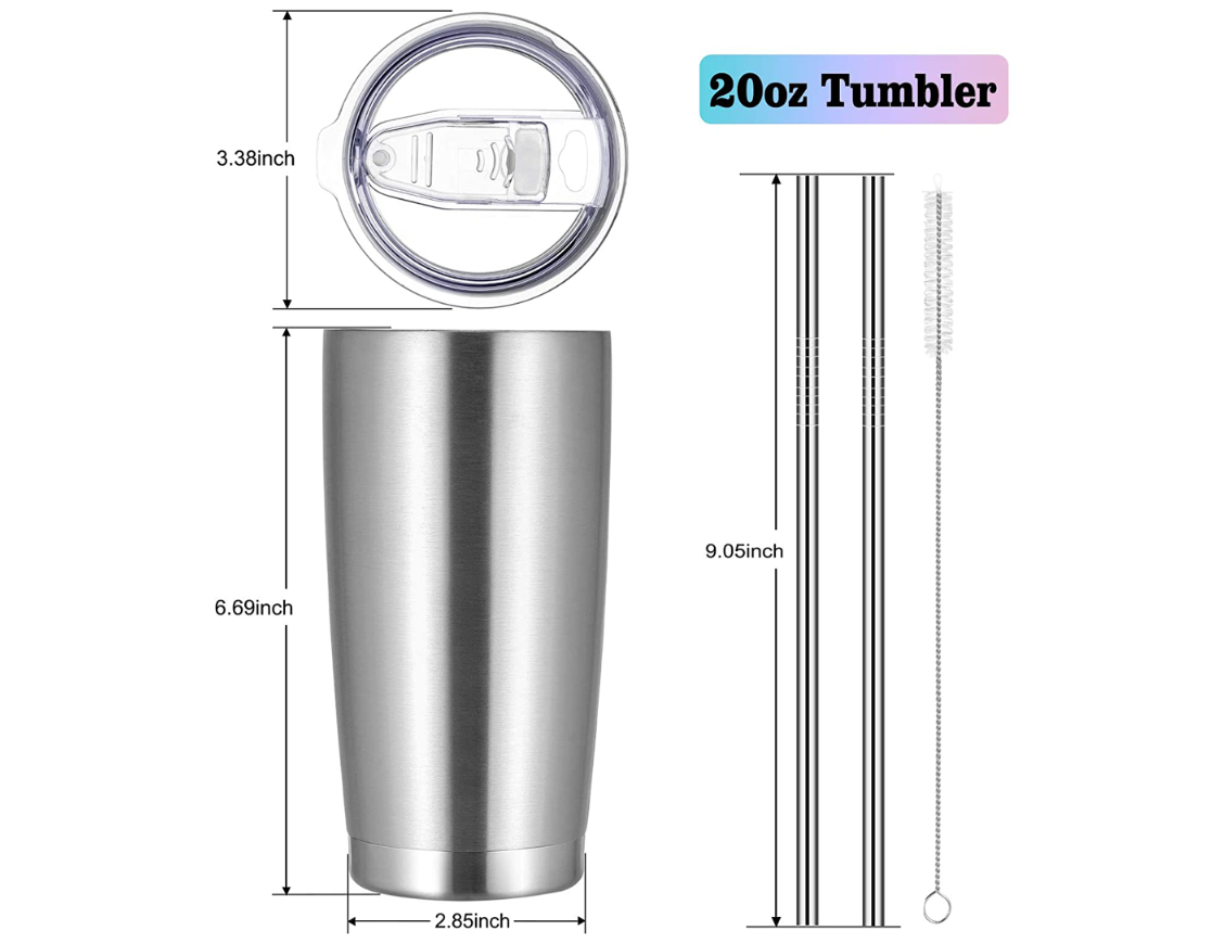 Wholesale Custom Logo 20oz Double Walled Vacuum Insulated Stainless Steel Tumbler with Lid and Straw