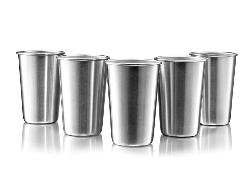 16 Ounce Stainless Steel Pint Cups - Stackable Pint Cup Tumblers For Travel – Metal Cups For Drinking Outdoors - 16 Oz Reusable Steel Cups