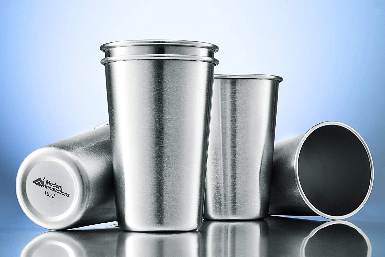 16 Ounce Stainless Steel Pint Cups - Stackable Pint Cup Tumblers For Travel – Metal Cups For Drinking Outdoors - 16 Oz Reusable Steel Cups