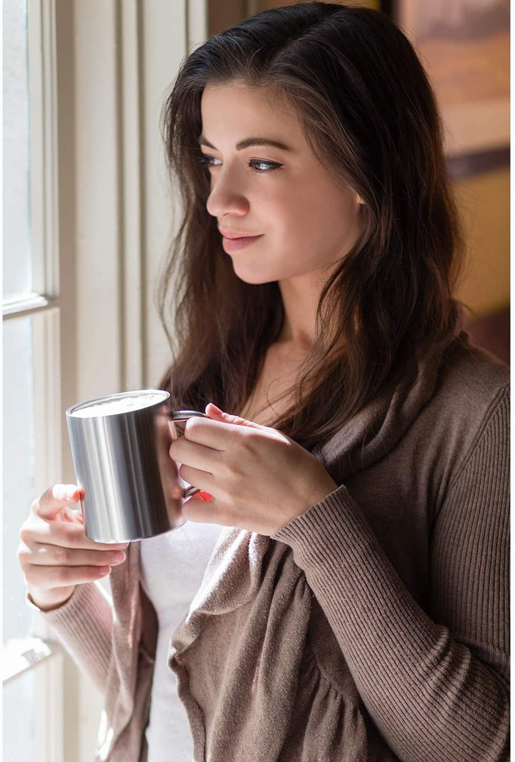 Stainless Steel Double Walled Mugs: 100% BPA Free,15 oz Metal Coffee & Tea Cup Mug - Insulated Cups with Handles Keep Drinks Hot or Cold Longer - Durable for Camping