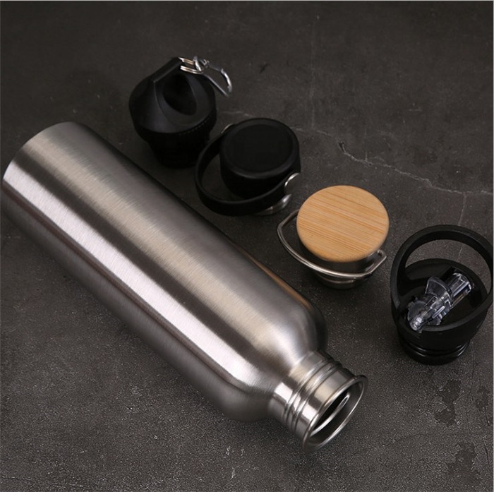 Leakage Proof Sports Water Bottle Drinking Water Flask Single Walled Stainless Steel Water Bottle
