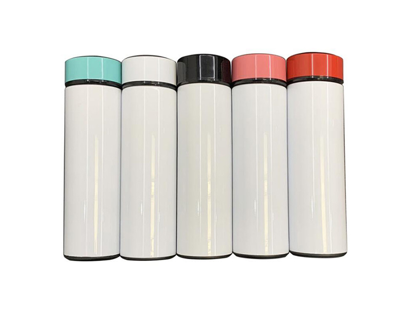 DIY white blank sublimation smart water bottle 17oz 500ml stainless steel temperature display bottle with LED touuch