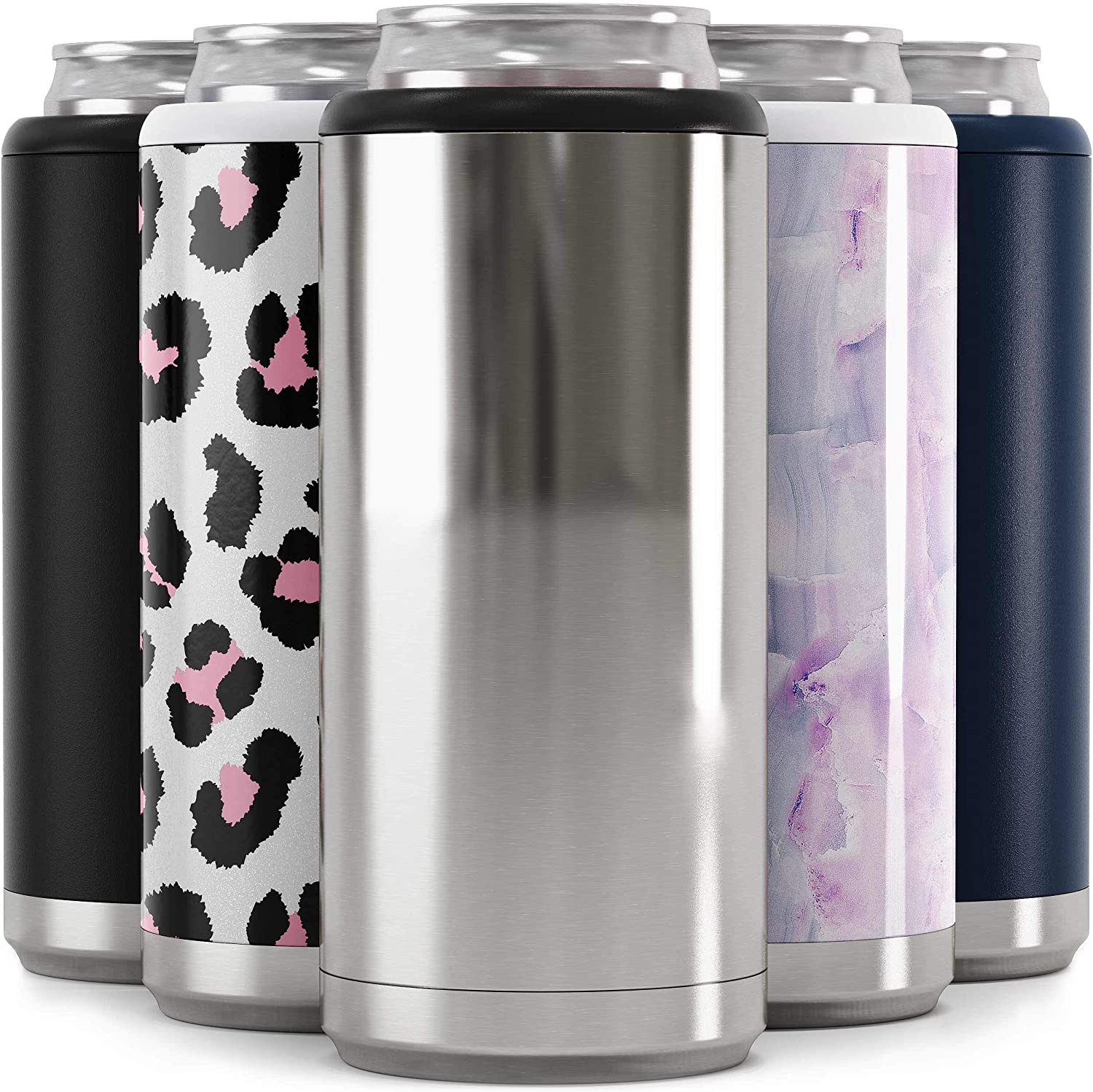 Skinny Can Cooler for Slim Beer & Hard Seltzer | Stainless Steel 12oz Sleeve, Double Wall Vacuum Insulated Drink Holder