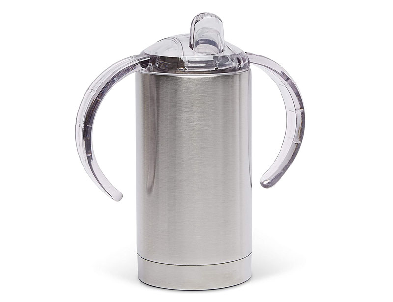 Insulated 304 Stainless Steel Sippy Cup with Handles Two Tops and Straw - 12 oz.-Spill Proof - BPA Free - Fits Car Cup Holder - Double Insulated