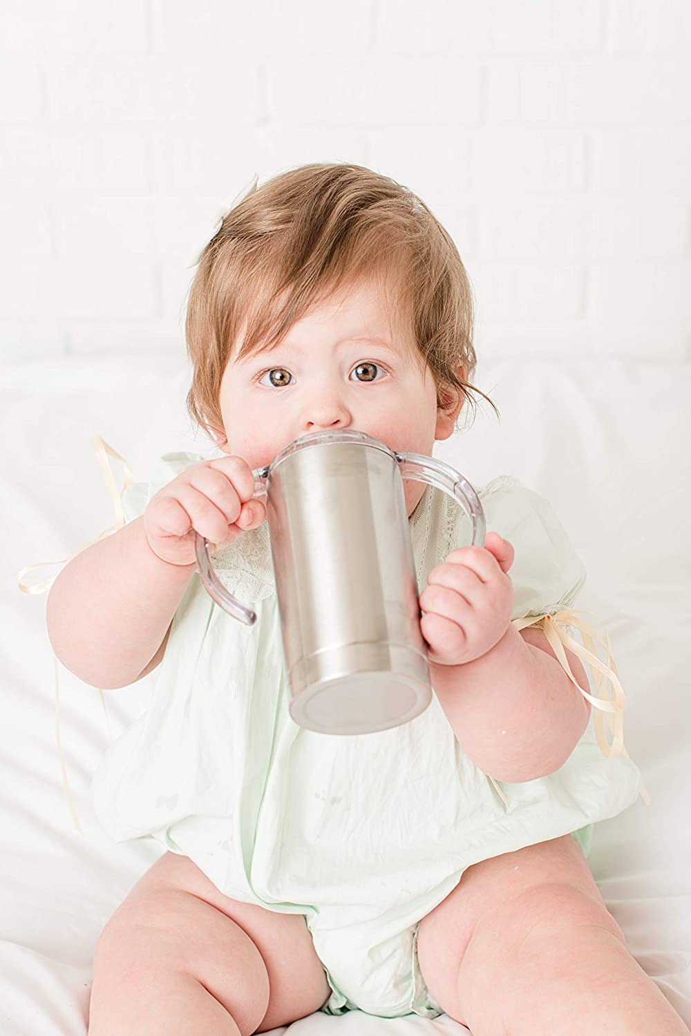 Insulated 304 Stainless Steel Sippy Cup with Handles Two Tops and Straw - 12 oz.-Spill Proof - BPA Free - Fits Car Cup Holder - Double Insulated